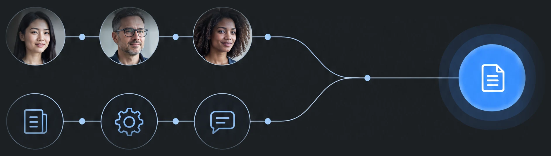 People and AI agents each keep their own lane and converge on a shared outcome.